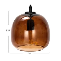Hello Honey® 8.25" Amber Round Glass & Metal Pendant Lamp with Hardwire