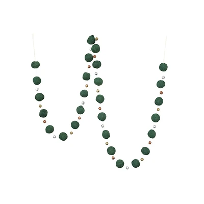 Hello Honey® 6ft. Green Wool Felt Balls & Bells Garland