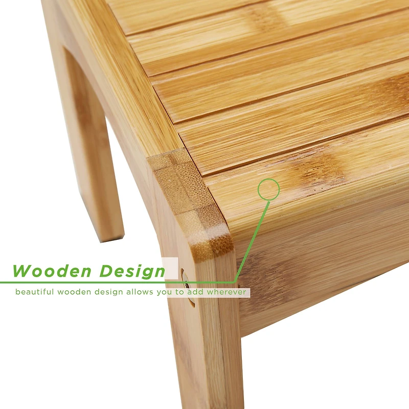 Mind Reader Brown Bamboo Kids Slip Resistant Height Booster Step Stool