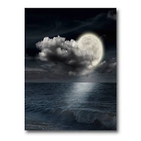 Designart - Full Moon In Cloudy Night Sky VI