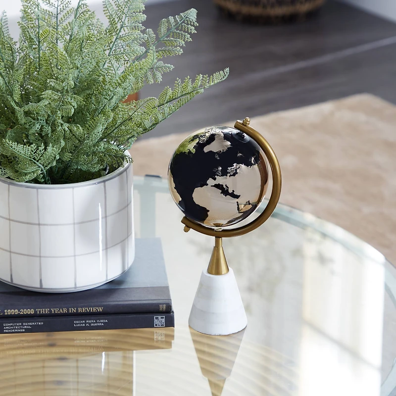 11" Gold Ceramic Modern Globe