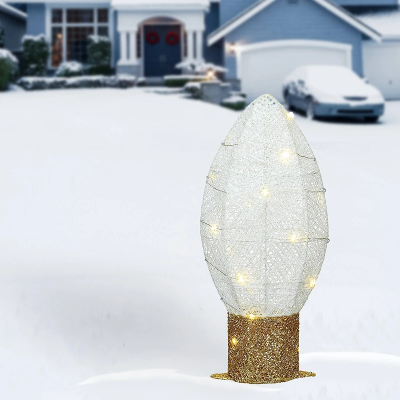 20" Pre-Lit LED White Christmas Light Bulb Decoration