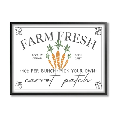 Stupell Industries Farm Fresh Carrot Patch Seasonal Springtime Vegetables Framed Giclee Art