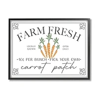 Stupell Industries Farm Fresh Carrot Patch Seasonal Springtime Vegetables Framed Giclee Art