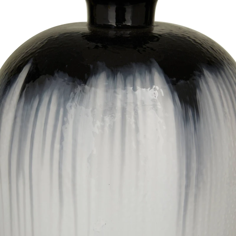 White Glass Gourd Style Base Table Lamp with Drum Shade 17" x 17" x 29"