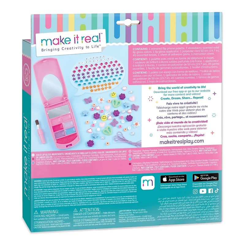 Make It Real™ Flip Phone Lip Gloss Set & DIY Lanyard