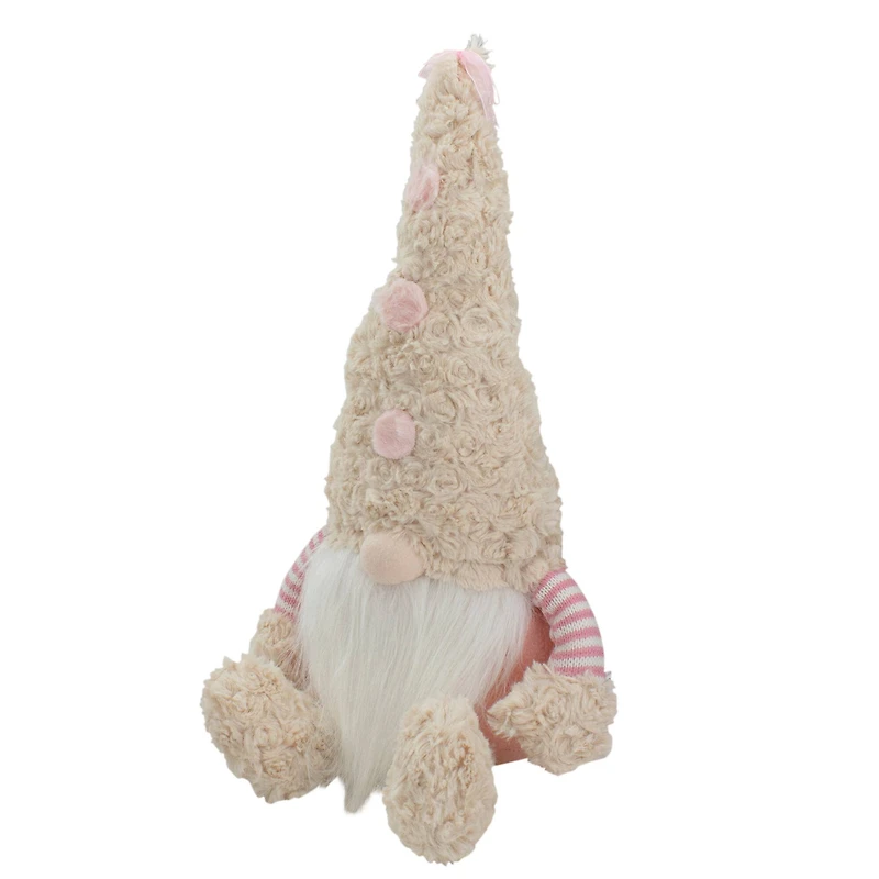 18" Pink Striped Sitting Spring Plush Gnome Figure