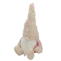 18" Pink Striped Sitting Spring Plush Gnome Figure