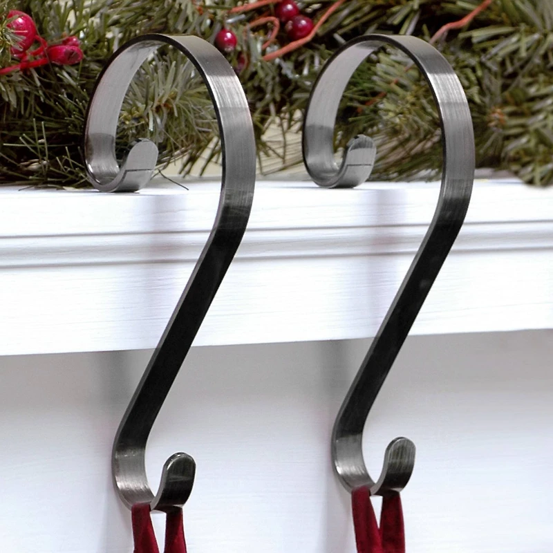 Haute Decor Stocking Scroll® Brushed Nickel Stocking Holders