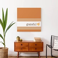 Orange & White Stripes Grateful Fall Canvas Wall Art