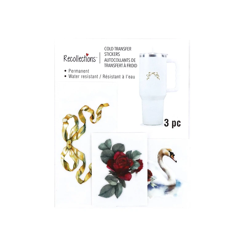 Assorted Roses & Bows Cold Transfer Stickers, 3pc. by Recollections™