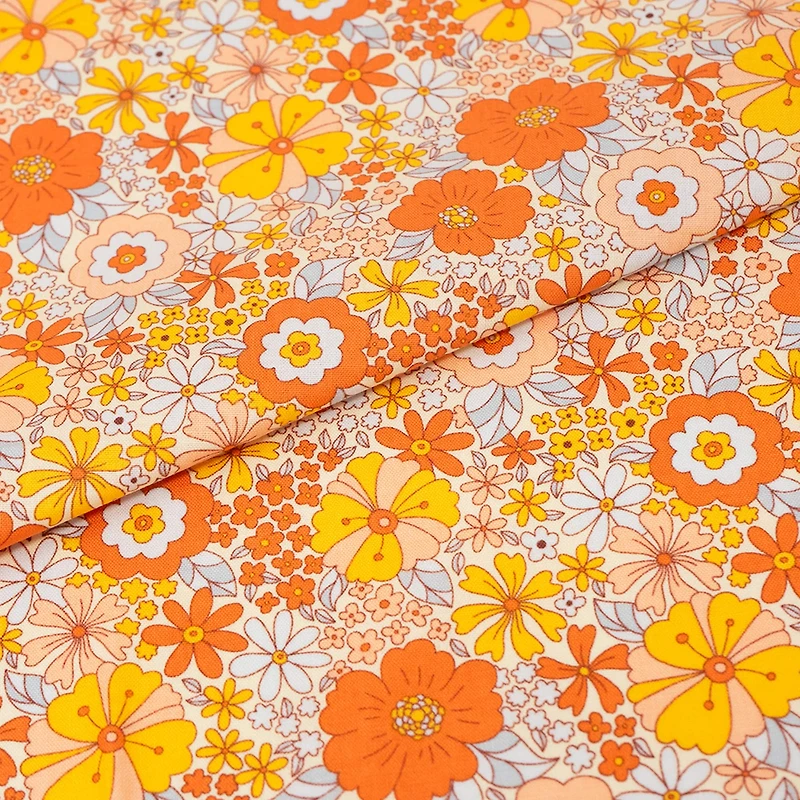 SINGER Retro Floral Cotton Fabric