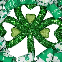 Shamrocks and Ribbons St. Patrick's Day Wreath 24" Unlit