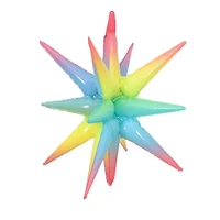 22" Pink Rainbow Explosion Star Foil Balloon
