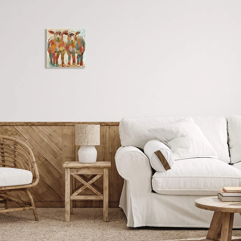 Stupell Industries Abstract Sheep Pair Contemporary Rustic Patchwork Pattern,12" x 12"