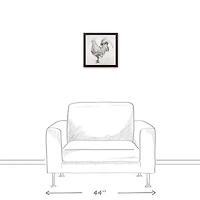 Sketched Black Chicken Canvas Wall Art in Black Frame