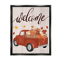 Stupell Industries Welcome Country Pumpkin Truck Framed Floater Canvas Wall Art
