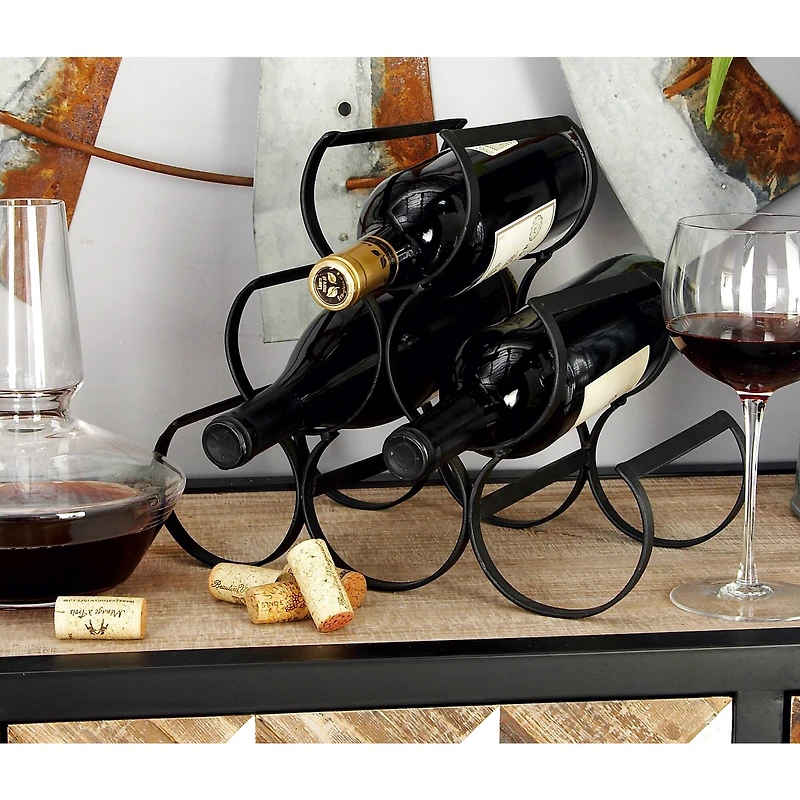 10" Black Metal Industrial Wine Holder Rack