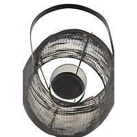 Black Iron Modern Candle Holder Lantern, 13" x 8" x 8"