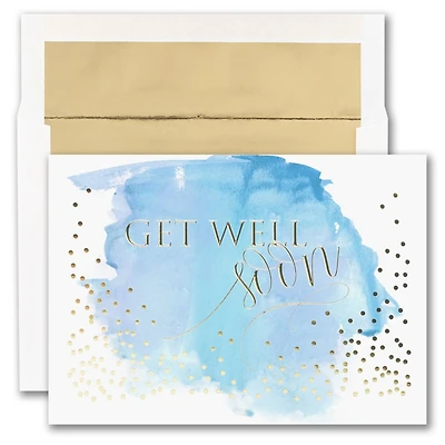 JAM Paper 5.625" x 7.875" Watercolor Hand-Lettered Get Well Cards & Envelopes, 25ct.