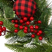 Glitzhome® 24" Pre-Lit Ornament, Berry, Holly & Pine Wreath
