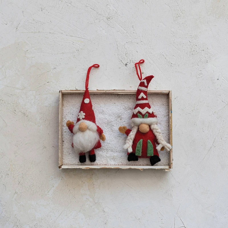 Hello Honey® Handmade Wool Felt Gnome Ornament Set with Applique