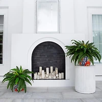 3.5ft Artificial Double Boston Fern in Handmade Mexican Talavera Ceramic Planter