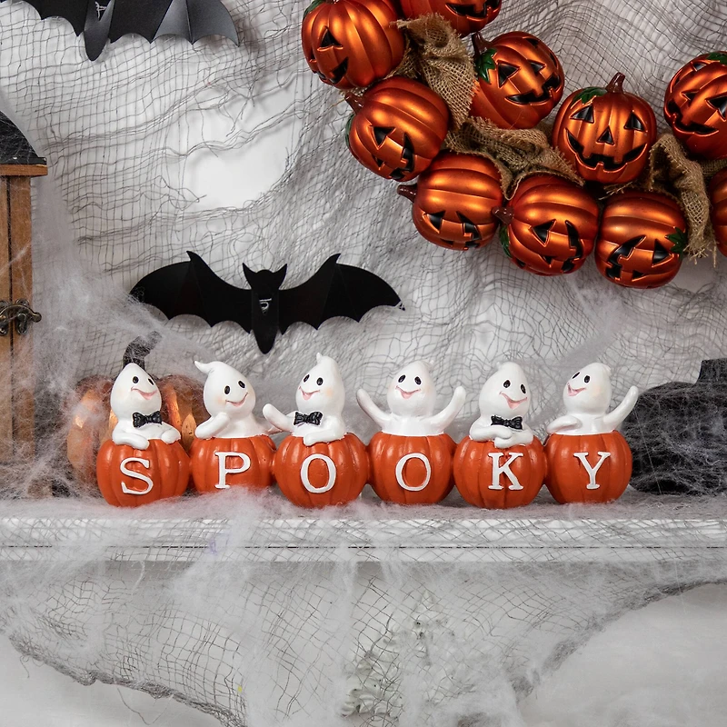 15.5" Ghosts and Pumpkins "Spooky" Halloween Decoration