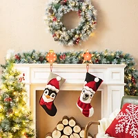 Glitzhome® 20.5" Polar Bear & Penguin Hooked Stocking Set