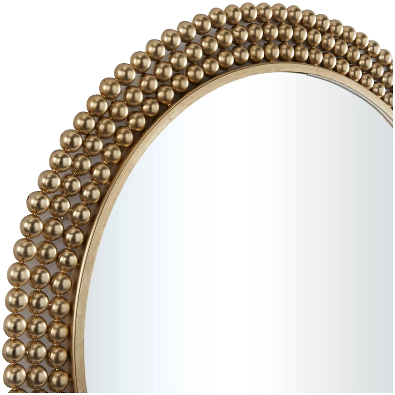 CosmoLiving by Cosmopolitan Brass Metal Ball Wall Mirror with Beaded Detailing 32" x 1" x 32"