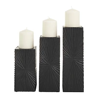 CosmoLiving by Cosmopolitan Black MDF Contemporary Candle Holder, 12" x 10" x 8"