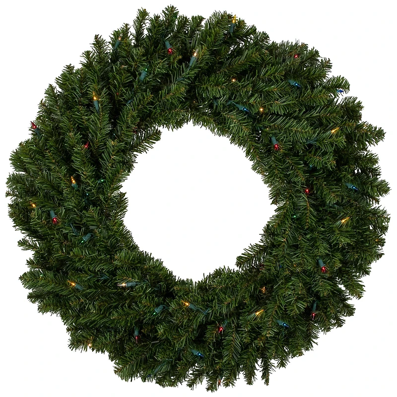 30" Pre-Lit Christmas Artificial Canadian Pine Wreath