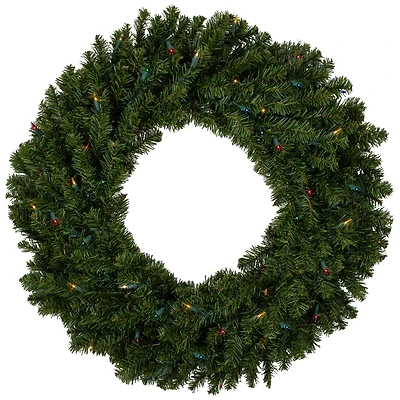 30" Pre-Lit Christmas Artificial Canadian Pine Wreath