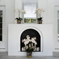 2ft. Artificial Double Orchid Arrangement in Handmade Mexican Talavera Ceramic Planter