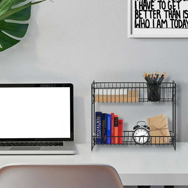 NEX™ 2-Tier Black Kitchen Countertop Spice Rack Organizer