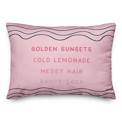 Pink Summer Words Throw Pillow