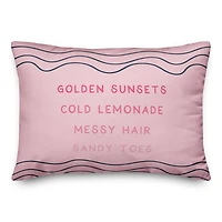 Pink Summer Words Throw Pillow