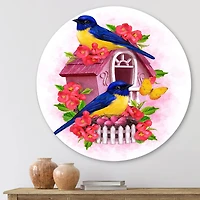 Designart - Two Blue & Yellow Tit Birds Sitting Near The Nest