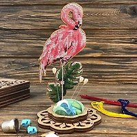 Wonderland Crafts Flamingo Bead Embroidery on Wood Kit