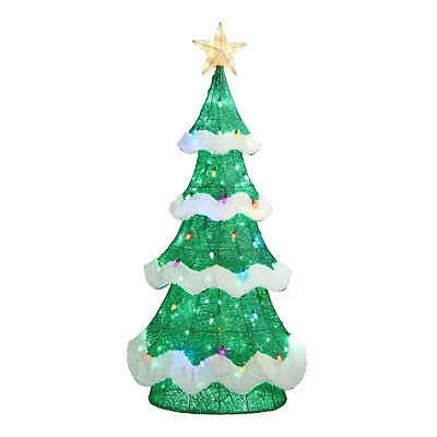 Glitzhome® 74.5"H Lighted Christmas 3D Mesh Tree Outdoor Decor