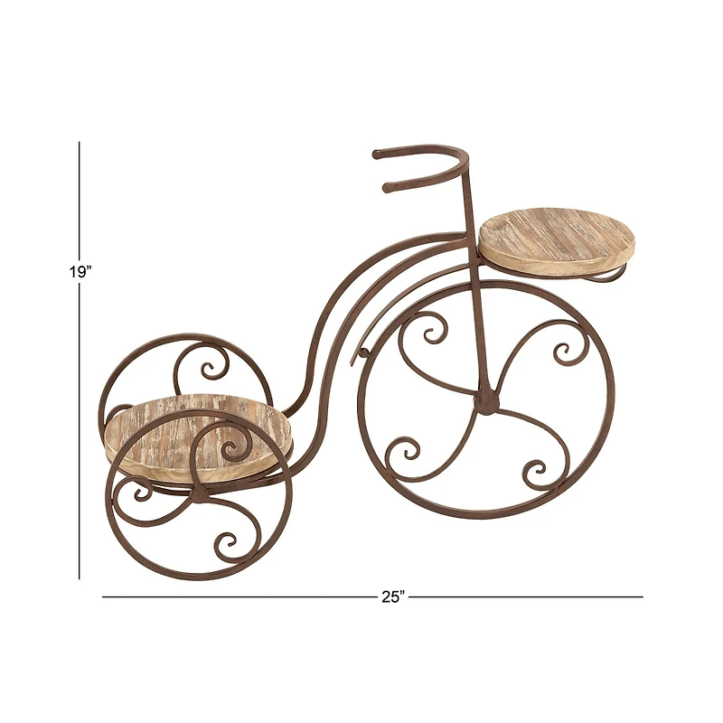 Brown Metal Farmhouse Bicycle Plantstand, 25" x 19"