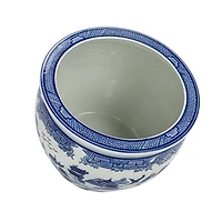 Hello Honey® 12.25" Blue & White Hand-Painted Stoneware Planter