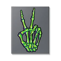 Stupell Industries Green Skeleton Peace Hand Canvas Wall Art