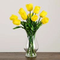 21" Artificial Tulip Arrangement in Glass Vase