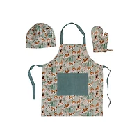 Hello Honey® Cotton Child Woodland Flora & Fauna Pattern Apron Set