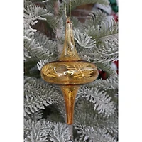 Wizardi 5.9" Amber Spire Christmas Glass Ornament