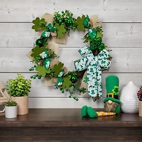 Burlap Bows and Shamrocks St. Patrick's Day Wreath 24" Unlit
