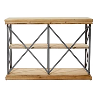 Brown Wood Industrial Shelving Unit, 34 " x 48 " x 17 "