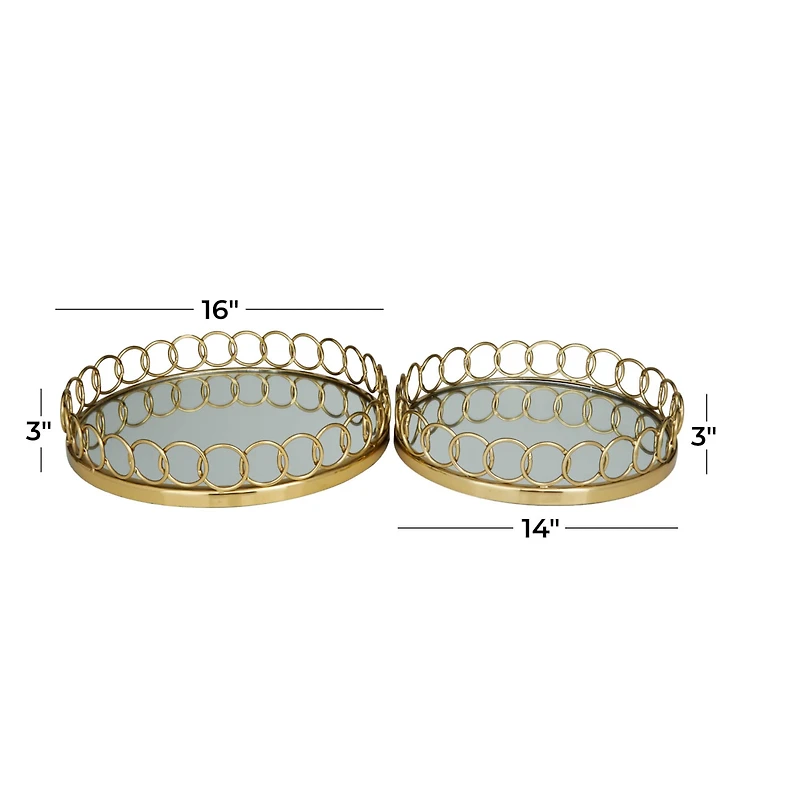 Gold Contemporary Tray, Set of 2" 16", 14"