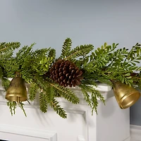 6ft. Gold Christmas Bells, Pine Leaf & Pinecone Garland